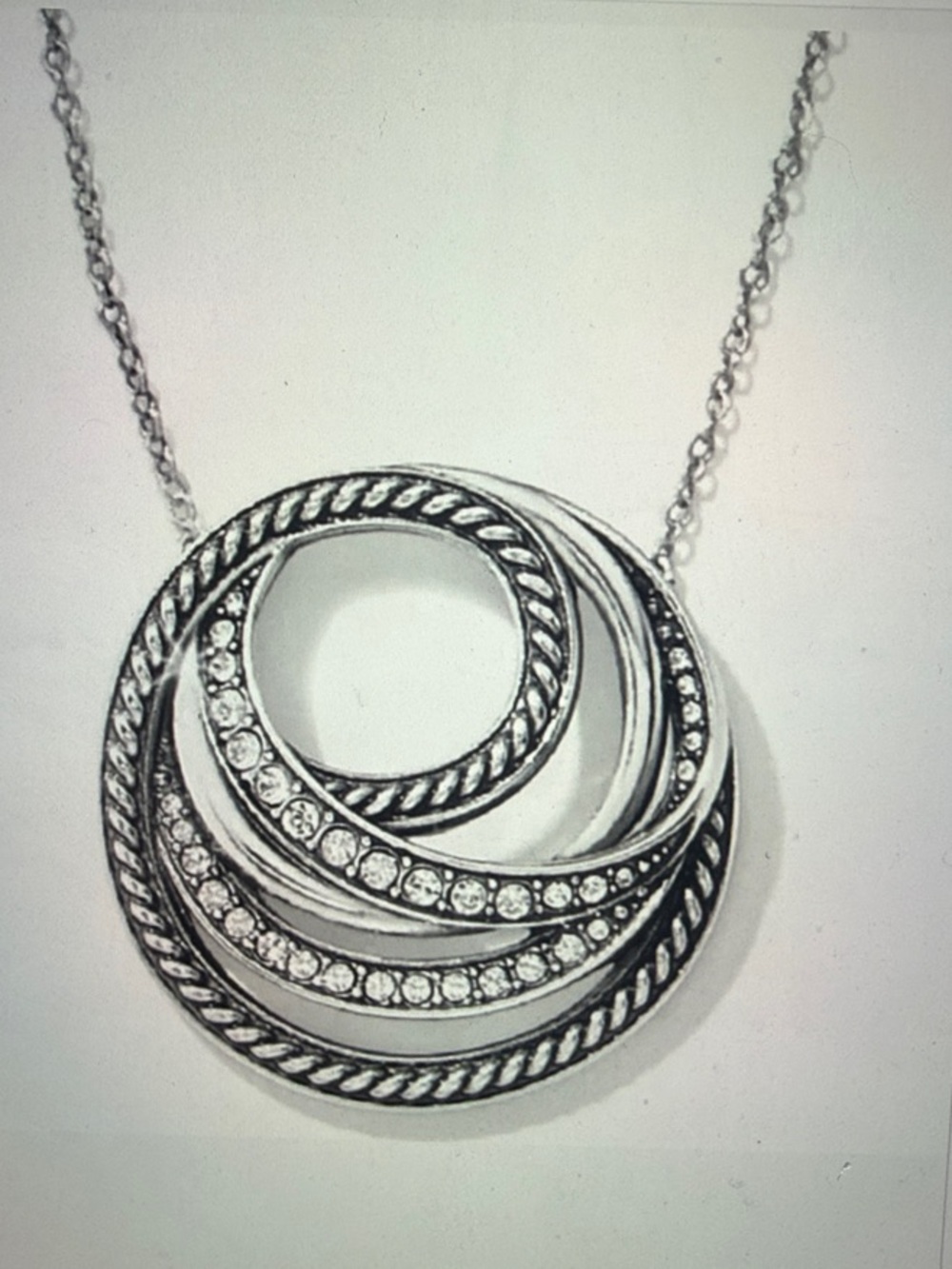 Brighton Neptune’s Rings Round Crystal Silver Necklace NWT $68